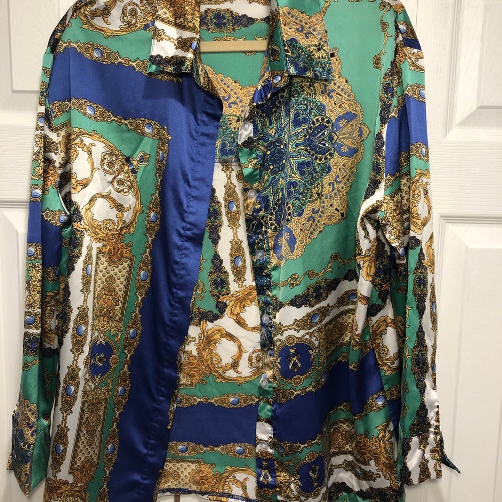 Funky Satin Button Down
